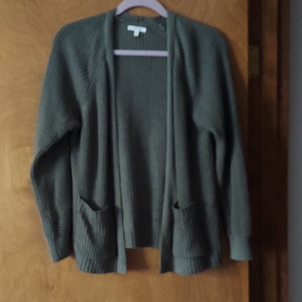 Women's Green Open-Front Sweater
